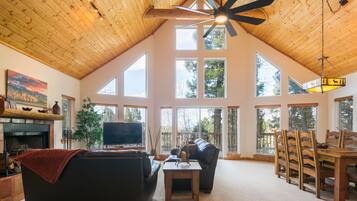 Smart TV, fireplace, table football