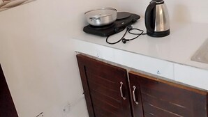 ثلاجة/مجمد بحجم كبير، ميكروويف، موقد طهي مسطح، مستلزمات طهي/أطباق/أوعية