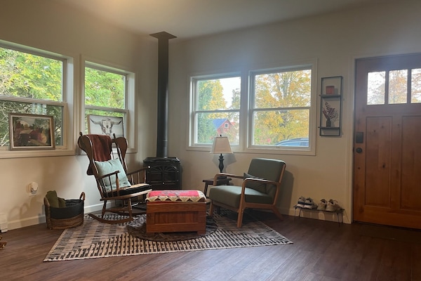 Cozy, gas fireplace seating area