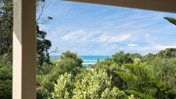 A view of a coastal landscape with dense greenery and a clear blue sky. - Whale Watch Family & Pet Friendly Augusta Retreat (Augusta)