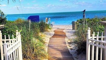 On the beach, white sand