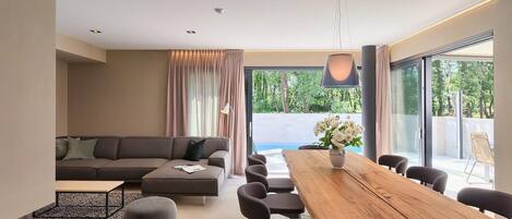 TV, fireplace, table football