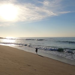 On the beach, white sand