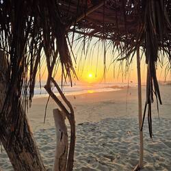 On the beach, white sand