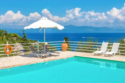 Dionisis Paxos Villa, 2-Story, Shared Pool, Sea Views, Modern Amenities