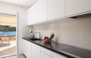 Fridge, oven, dishwasher, coffee/tea maker