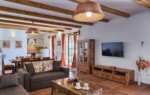 Télévision, cheminée, baby-foot