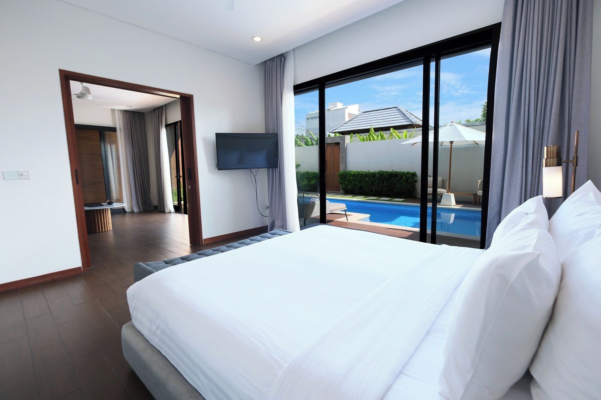 Luxe villa, 1 slaapkamer | Italiaanse Frette-lakens, luxe beddengoed, een kluis op de kamer