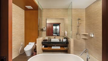 Luxury Villa, 1 Bedroom | Bathroom | Combined shower/bathtub, rainfall showerhead, free toiletries