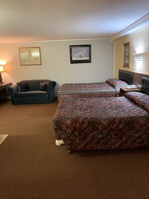 Desk, laptop workspace, free WiFi, bed sheets