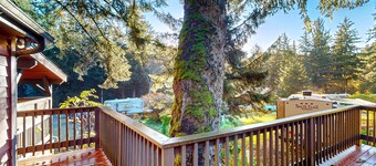 Dog-friendly cabin with hot tub & great deck - near Whaleshead Beach
