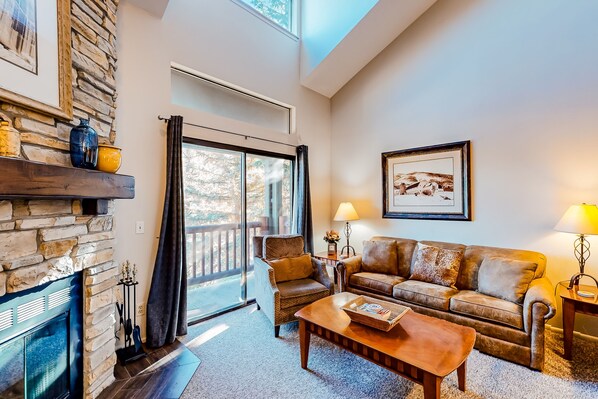 Télévision, cheminée, lecteur de DVD