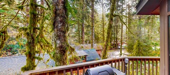 Dog-friendly cabin near beach with private hot tub, grill, patio, streaming, AC