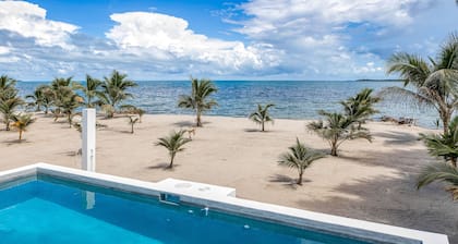 Luxurious beachfront home with private pool, rooftop grill, and sea views