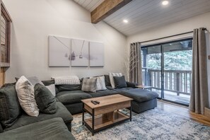 TV, fireplace - New Listing 2 bedroom and Loft 2 bath Summit E Bldg 8 condo sleeps 8 Steps to Eagle Lodge Chair 15 (Mammoth Lakes)