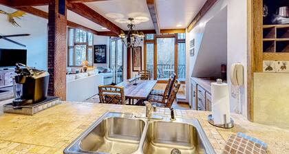 Mountain view condo with hot tub, steps from gondola & Mountain Village