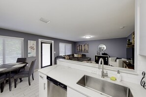 Interior - Dog-friendly apartment close to the beach with open layout, firepit, & AC (Riviera Beach)