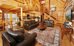 TV, fireplace, DVD player, video library - Hot Tub Soaks, Fireside Chats, Pool Tournaments, Cozy Cookouts & Nearby Attractions - Laughing Bear (Sevierville)