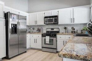 Fridge, microwave, oven, dishwasher