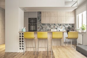 Apartment, 1 Bedroom, Terrace | Private kitchen | Microwave, oven, dishwasher, coffee/tea maker