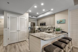 Fridge, microwave, oven, stovetop - Newly Updated Oceanfront 3 Bedroom Condo (North Myrtle Beach)