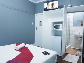 Minibar, desk, laptop workspace, soundproofing