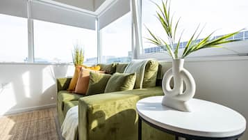 Apartament, 1 dormitori, no fumadors, vistes a la ciutat | Sala d'estar | Televisor de pantalla plana