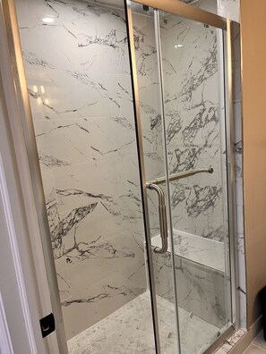 Shower, hair dryer, towels, soap - One bedroom apartment/suite  (Whitby)