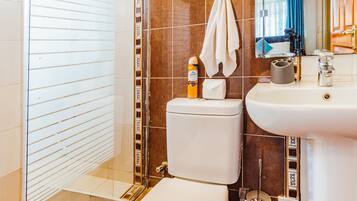 Dusche, Handtücher, Seife, Toilettenpapier