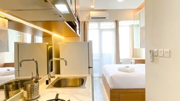 Estúdio | Cozinha privada | Geladeira grande, cooktop