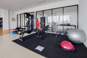 Stay active with our well-equipped gym featuring a range of exercise equipment and ample space for movement.