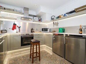 Fridge, dishwasher, electric kettle, toaster