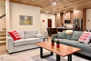 Smart TV, fireplace, video games