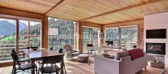 Very comfortable chalet on 3 levels for 8 people, living room with fireplace, kitchen area with dish