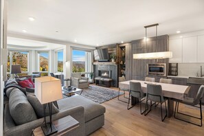 Luxury Condo, 2 Bedrooms, Fireplace, Mountain View (Chamonix 27) | Living area - Chamonix Condominiums by Frias (Snowmass Village)