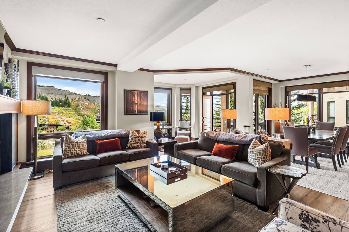 Deluxe Condo, 3 Bedrooms, Balcony, Mountain View (Chamonix 26) | Living area | Flat-screen TV