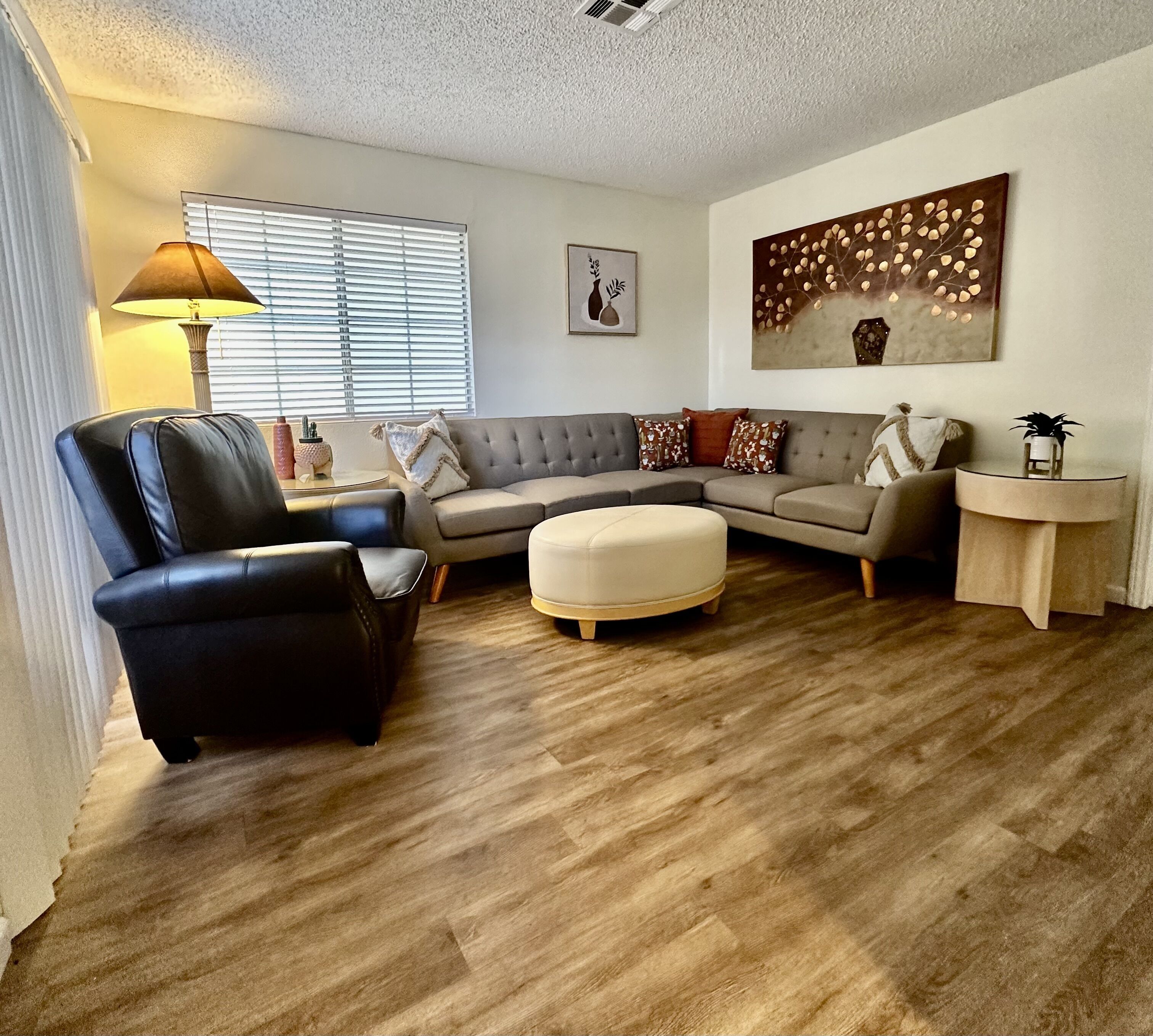 Peaceful single-story one bedroom townhouse with private patio & covered parking