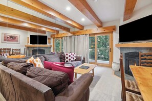 TV, fireplace