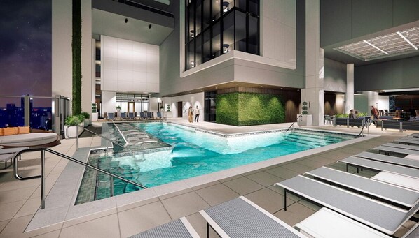 Piscine extérieure, piscine chauffée