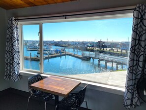 Marina Room 2nd Floor King Fireplace | View from room - Saltwater Inn (Westport)