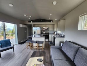 Smart TV, fireplace, stereo