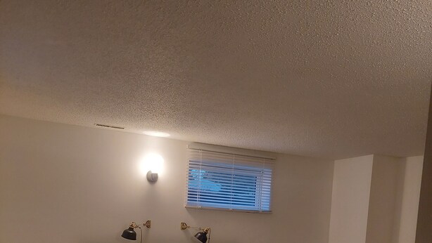 A bedroom with a bed, bedside tables, a lamp, a window with blinds, and a small plant. - 1 bedroom basement suite, private entrance, safe,quiet ,tree lined neighborhood. (Sherwood Park)