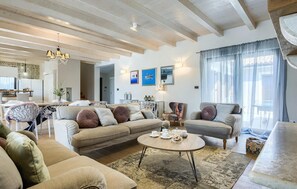 Télévision, cheminée, lecteur de DVD, table de tennis de table