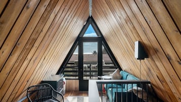 Smart TV, lareira, livros