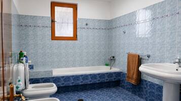 Shower, free toiletries, hair dryer, bidet