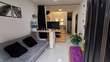 Apartamento econômico | 1 quarto, roupas de cama premium, edredons de pluma, Wi-Fi de cortesia