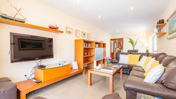 Televisión y chimenea