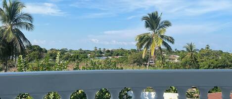 华丽客房, 阳台, 泳池景观 | 特色装修、特色家居、办公桌、笔记本电脑工作区