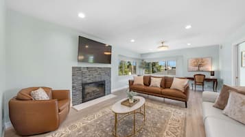 TV, fireplace