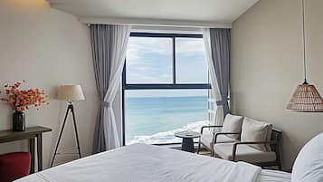 Phòng 4, 2 giường cỡ queen, quang cảnh bãi biển | Bộ đồ giường cao cấp, két bảo mật tại phòng, trang trí khác biệt